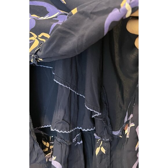 Anthropologie Maeve Women’s Midi Skirt Size 4 Merida Birds Graphic Flounced Blue - Picture 16 of 16